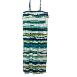Zenergy by Chicos Paradise Maxi Dress Skirt Water Waves Long Bandeau Cover Up